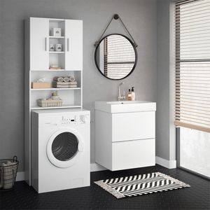 Livinity® Waschmaschinenschrank Luis, 190 x 64 cm, Weiß