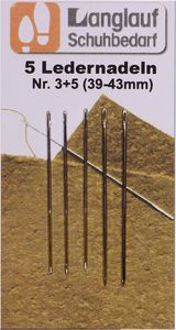5er-Pack Ledernadeln für Handnäharbeiten – Verschiedene Größen, robuste & scharfe Nadeln mit eckiger Spitze, ideal für Lederverarbeitung & Polsterarbeiten (Nr. 3 + 5 / 39 - 43mm)
