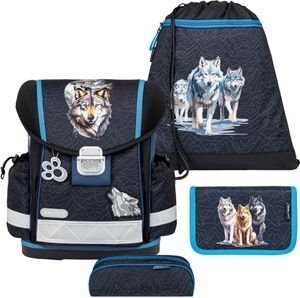 Belmil Classy ergonomisches Schulranzen-Set 4-teilig "Wolves Pack" mit Brustgurt