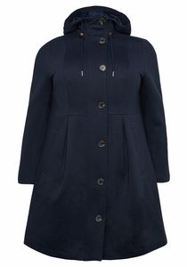sheego Damen Große Größen Mantel in A-Linie, mit hoher Taille und Kapuze Dufflecoat Citywear feminin - unifarben