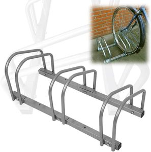 LARS360 Fahrradständer für 3 Fahrräder Boden- und Wandmontage Mehrfachständer Twin Bicycle Stand (Silber)