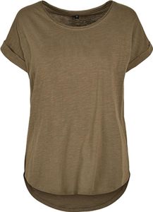 Build Your Brand BY036 | Damen Long Slub Tee / Hinten extra lang geschnitten - Farbe: Olive - Größe: M