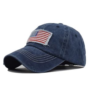 Uni Vintage amerikanische Nationalflagge zerrissene Anti-UV-Pferdeschwanz-Mütze, Baseballkappe, Marineblau