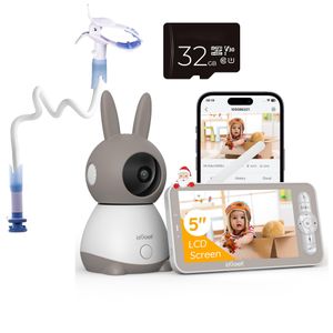 ieGeek 2K Babyphone mit Kamera PTZ 355°, 5“ Baby Monitor Auto-tracking, Weinen-kennung, Babyphone-Kamerahalterung, 32 GB