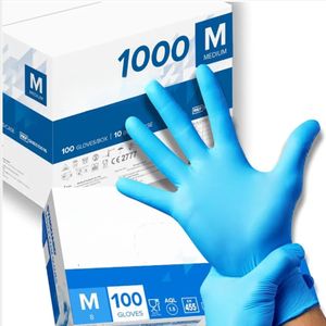 Gedikum 1000 Nitril-Handschuhe Set, Allergiefrei, Blau, Puderfrei, Latexfrei, Einweghandschuhe, medizinische Einweghandschuhe (Größe M)