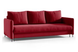 Sofa Belis, Couch mit Bettkasten und Schlaffunktion - Rot