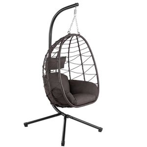 HinHocker Hängesessel mit Gestell | Braun | Ergonomischer Sessel inkl. Kissen und Auflagepolster HinHocker Hängesessel mit Gestell | Braun | Ergonomischer Sessel inkl. Kissen und Auflagepolster