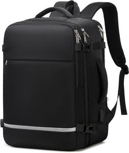 Dámský a pánský cestovní batoh Delgeo, příruční batoh schválený leteckou společností, kufříkový batoh na osobní věci, batoh na 15,6" notebook s nabíjecím portem USB, víkendový batoh na služební cesty, černý