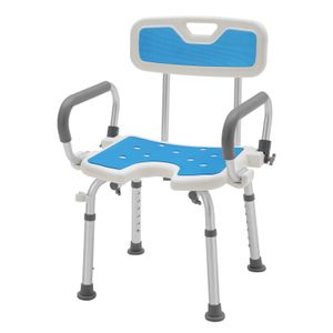UISEBRT Sprchová stolička s odnímatelným opěradlem a područkou Sprchová stolička Výškově nastavitelná sprchová židle pro seniory s opěradlem Velké přísavky Koupelnová stolička