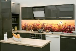 Küchenrückwand Folie Selbstklebend BLUMENFELD 260 x 60 cm - Klebefolie - Dekofolie