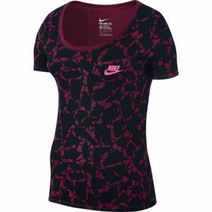Nike Damen T-Shirt DRI-FIT AOP SCOOP TEE Freizeit Fitness Shirt noble red, Größe:S