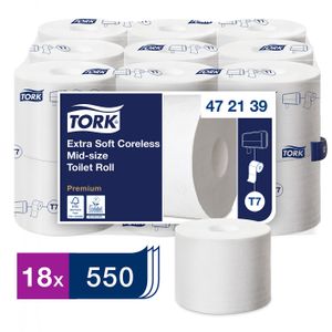 TORK 472139 hülsenloses Midi Toilettenpapier Premium System T7 - 3-lagig, extra weich