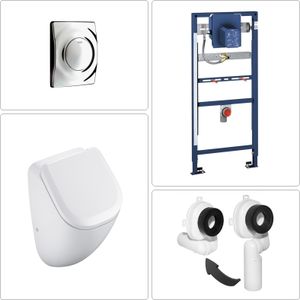 VIGOUR DERBY Urinal spülrandlos mit SoftClose Deckel und Grohe Zubehör, glanz chrom