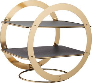 Artesa Food Rack de 2 Etagen mit Tabletts de Schiefer Rechteckig, 31,5 x 22,5 x 22,5 x 30 cm, 12,5 x 9 x 12 Zoll, Messing Finish
