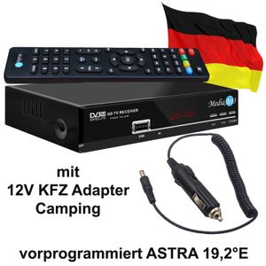 Sat Receiver MEDIAART-3 Deutsch Programmiert für Camping und Zuhause FULL HD 2x USB HDMI Scart für Wohnwagen geeignet