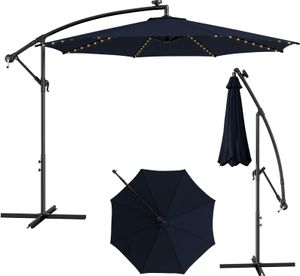 COSTWAY Sonnenschirm Ø300cm, LED Solar Ampelschirm Gartenschirm Kurbelschirm Marktschirm mit Kurbel für Garten, Hof, Terrasse