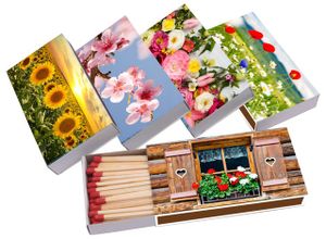 jameitop® 10 x 50er Packungen XL Streichholzschachteln, 10cm mit Frühling/Blumen/Sommer Design Streichhölzer Zündhölzer