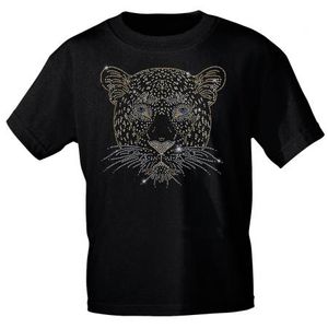 T-Shirt mit Steinen Strasssteinen Glitzer | Tiger Katze Raubtier | 15721 | Gr. S-3XL Größe - M