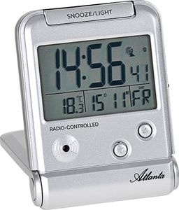 Atlanta 1806/19 Wecker Reisewecker Funk digital silbern mit Licht Snooze Datum Atlanta 1806/19 Wecker Reisewecker Funk digital silbern mit Licht Snooze Datum