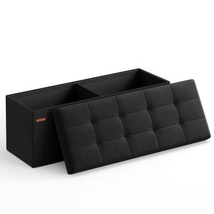 SONGMICS 110 cm Sitzbank mit Stauraum, klappbare Sitztruhe, Fußbank, schwarz