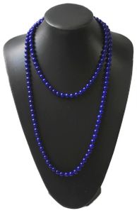 Z224 lange Perlenkette Kette Halskette Wickelkette Blau