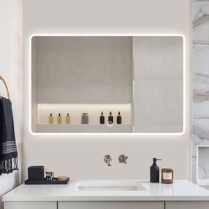 SensaHome - Luxusné kúpeľňové zrkadlo s LED osvetlením - stmievateľné - Nástenné zrkadlo - Kúpeľňové zrkadlo/make-up - 100 x 75 cm