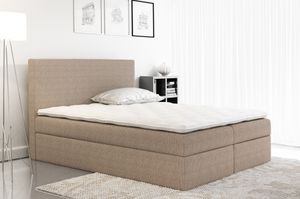 Bett Boxspringbett BALTIK mit Pocket-Matratze und Topper , Doppelbett mit 2 Bettkästen, H3 ( 140x200 cm , Beige - Olimp 1 )