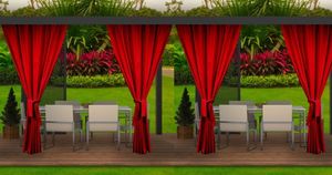 Vonkajšie závesy na terasu 155x240 cm èervená 4 ks | vonkajšia záclona odolná voèi poveternostným vplyvom | Vonkajšie závesy na terasu, záhradu, verandu, pergolu