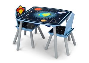 Delta Children Sitzgruppe Raumabenteuer Spieltisch mit Staufach und 2 Stühlen | kippsicher | kratzfeste Oberfläche