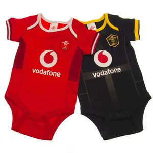 Wales RU - Bodysuit für Baby (2er-Pack) TA11470 (68) (Rot/Weiß/Schwarz/Gelb)