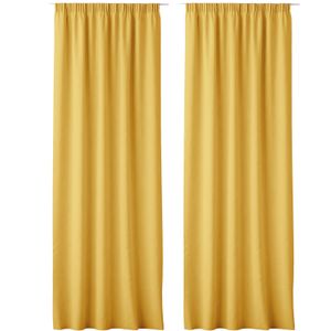 JEMIDI 2x Vorhang blickdicht 140x250cm - 2er Set Gardine mit Kräuselband Universalband - 100% Polyester Schal lang für Wohnzimmer Schlafzimmer - senf gelb