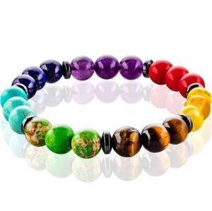 FABACH Chakra Perlenarmband mit 21 Perlen Aller Sieben Chakren - Yoga Armband aus Heilsteinen - Energiearmband für Damen und Herren