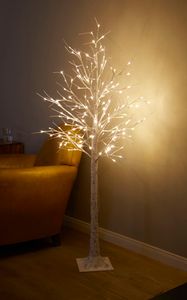 LED Lichterbaum in Birkenbaum-Optik mit 156 warm-weißen LED Lichtern, 150cm hoch, Timer, 10 Meter Zuleitung, Innen und Außen