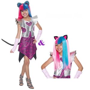 Monster High Catty Noir Kostüm & Perücke Kinder Karneval # Gr. L / 140-146 (8-10 J.)