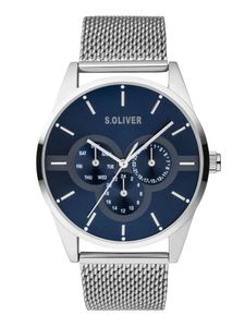 s.Oliver Herren Multi Zifferblatt Quarz Uhr mit Edelstahl Armband SO-3853-MM