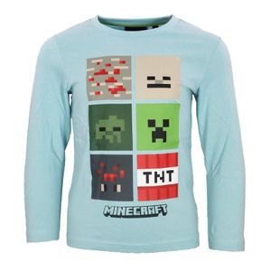Minecraft Creeper Zombie Kinder Jungen Langarmshirt Shirt – Blau / 116