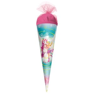 Geschenk-Schultüte klein Magisches Einhorn 50cm rund mit Tüllverschluss - Zuckertüte