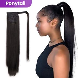 65 cm dlouhý rovný prodlužovací cop do culíku prodlužovací syntetické vlasy prodlužovací příčesek pro ženy 120 g