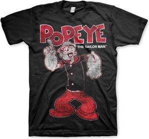 Popeye Distressed Sailor Man T-Shirt - XX-Large - Black