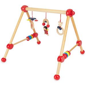 Bieco Spieltrapez | Spielbogen Baby Holz mit Figuren & Kugeln | Spielebogen Holz Baby | Spieltrapez Holz | Baby Mobile Holz | Activity Center Baby Gym | Holzspielzeug Baby | Baby Spielzeug