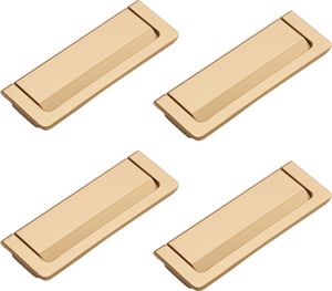 4pcs Zink Legierung Versteckte Möbel Griff Taschen Türen Schublade Griff Flush Ring Pull, Loch Entfernung 96mm(Frost Gold)