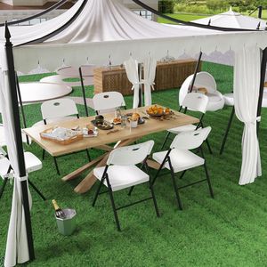 4er-Set Klappstühle Gartenstuhl Campingstuhl Tragbare Bürostuhl Kunststoff-Stuhl Metallrahmen für Gäste,Büro,Event & Party 56x49x80cm Weiß