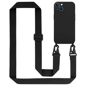 Cadorabo Schutzhülle für Apple iPhone 13 Hülle in Schwarz Handykette Etui längenverstellbar Kordel Band