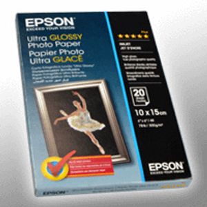 Epson Ultra Glossy Photo Paper - Fotopapier, glänzend - 100 x 150 mm 20 Blatt - für Expression Photo XP-55, 760, 860, 950| Stylus Pro 3880| WorkForce WF-2010, 2630, 2660