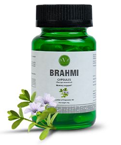 Vanan Brahmi Kapseln für kognitive Vitalität - Hilft, das Gedächtnis zu verbessern & unterstützt die Gesundheit - 60 Kapseln - Ayurveda