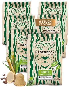 HAGENBECK ENTRÉE Crema Espresso 60 Kapseln | Biologisch abbaubare Kaffeekapseln | kompatibel mit Nespresso-Maschinen | Nachhaltig & Aluminiumfrei HAGENBECK ENTRÉE Crema Espresso 60 Kapseln | Biologisch abbaubare Kaffeekapseln | kompatibel mit Nespresso-Maschinen | Nachhaltig & Aluminiumfrei