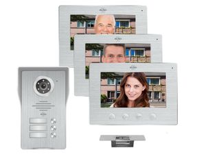 Videotürsprechanlage mit Monitor Kamera Türöffner, Klingelanlage 3 Familienhaus