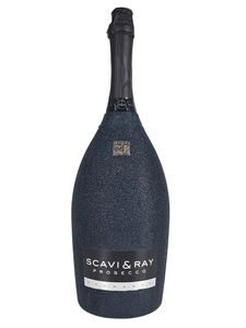 Scavi & Ray Prosecco Spumante Magnum 1,5l (11% Vol) Bling Bling Glitzerflasche Schwarz -[Enthält Sulfite]