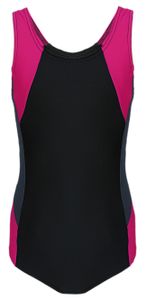 Aquarti Mädchen Badeanzug mit Ringerrücken, Farbe: Schwarz / Graphit / Amarant, Größe: 158
