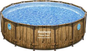 Bestway® Power Steel™ Swim Vista Series™ Aufstellpool Komplett-Set mit Filterpumpe Ø 488 x 122 cm, Holz-Optik (Pinie), rund Bestway® Power Steel™ Swim Vista Series™ Aufstellpool Komplett-Set mit Filterpumpe Ø 488 x 122 cm, Holz-Optik (Pinie), rund